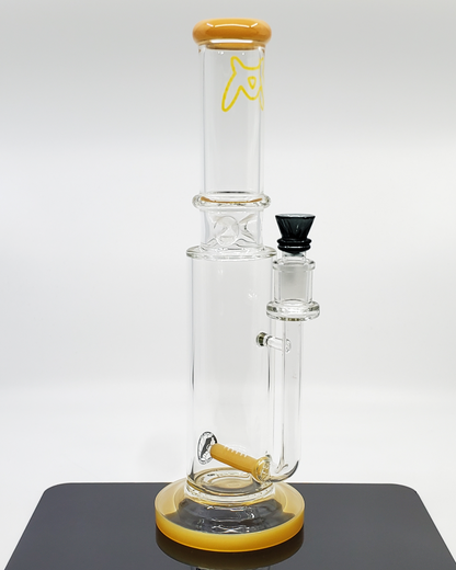  Side view of the MAV Glass 14" Inline Dome Beaker Bong, showcasing its unique design and inline dome percolator for enhanced airflow and elegant aesthetics.