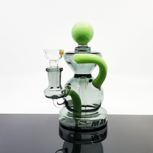 MAV Glass Mini Ball Recycler, a portable and high-performance water pipe designed for smooth and flavorful hits with minimal drag.