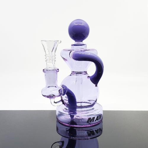 Compact MAV Glass Mini Ball Recycler featuring a recycling system for enhanced filtration and smoother smoking sessions.