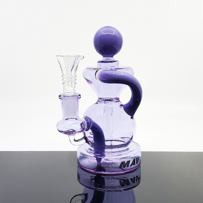 Compact MAV Glass Mini Ball Recycler featuring a recycling system for enhanced filtration and smoother smoking sessions.