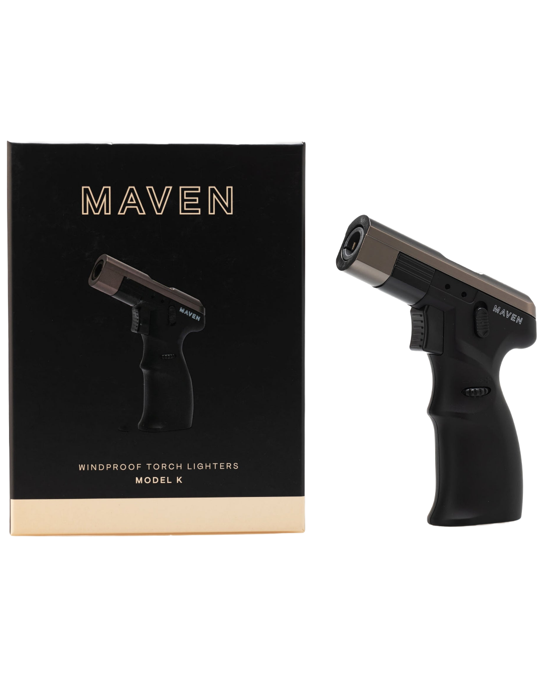 Maven Model K Torch Details: Close-up showcasing the sleek design and high-precision features of the Maven Model K Torch, highlighting its suitability for dab enthusiasts.