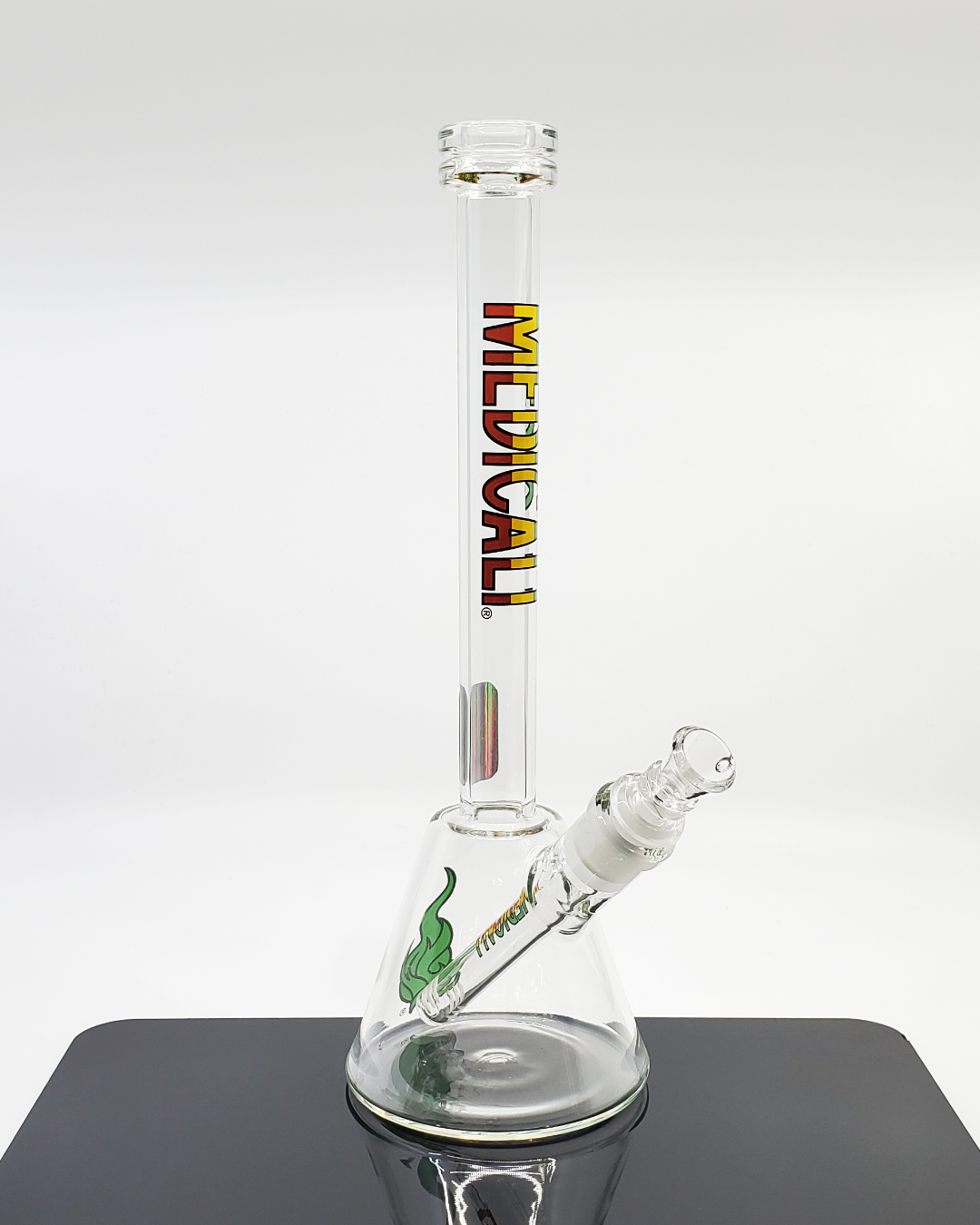Medicali Glass Bell Beaker featuring a unique bell shape for smooth, enjoyable hits and a durable glass construction, perfect for an elevated smoking experience.