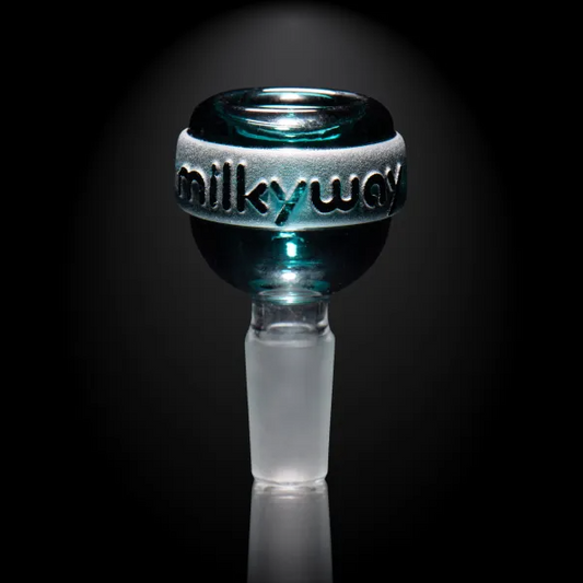  Milkyway Glass 14mm Orbit Bowl with a durable sandblasted logo, designed for long-lasting performance and a firm hold.