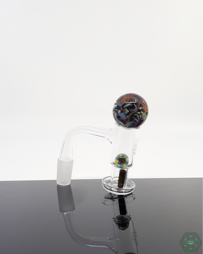 Millennium Glass Artisanal Slurper Set Sec 1 with terp pearls, marble, and terp valve, designed for 20-25mm quartz nails, ensuring a balanced and enjoyable vapor experience.