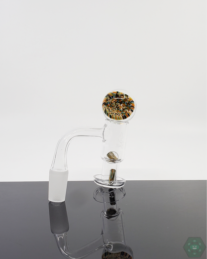Millennium Glass Sec 2 Flavor Control Slurper Set featuring terp pearls, terp valve, and 25mm marble for precise airflow and enhanced vapor experience with quartz nails.
