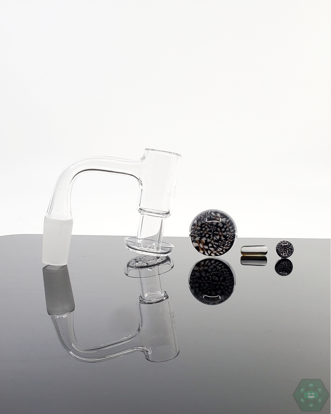 Millennium Glass Sec 2 Slurper Set optimized for quartz nails, featuring terp pearls, a 25mm marble, and a terp valve for efficient vapor control and enhanced taste