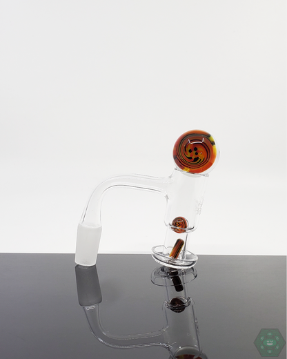 Millennium Glass Sec 2 Slurper Set with terp valve, terp pearls, and 25mm marble, perfect for enhancing flavor and optimizing airflow in quartz nail setups.