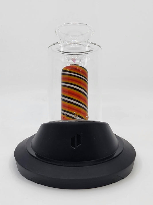 Mini Opal Wig Wag Puffco Attachment in vibrant opal, showing front view with 7 hole perc.