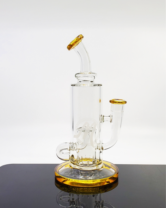 Monark 8” Klein Recycler Glass Rig featuring innovative dual-chamber filtration for cleaner dabs.