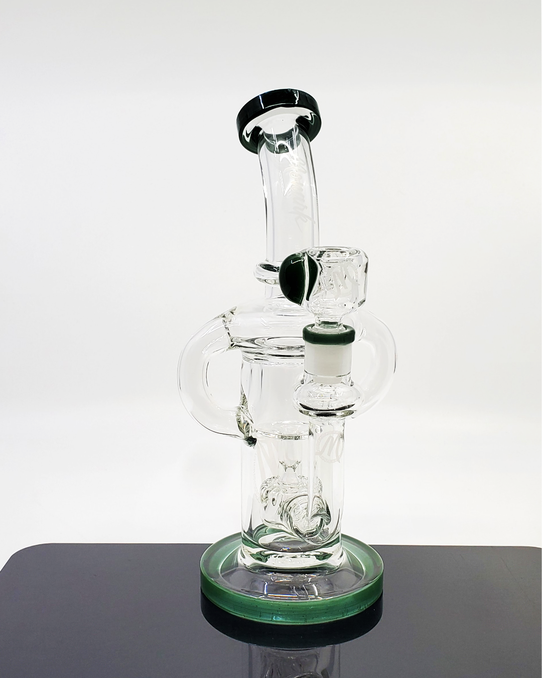  Monark 9.5” Dual Uptake Circ Perc Bong made of premium glass, designed for optimal smoke filtration.