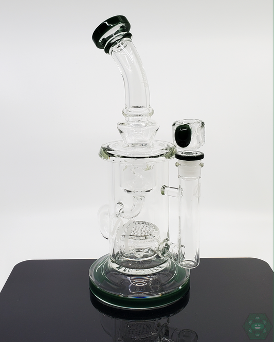 Monark Glass Heavy Incycler, an 11-inch water pipe with advanced honeycomb filtration and a 14M slide for smooth hits.