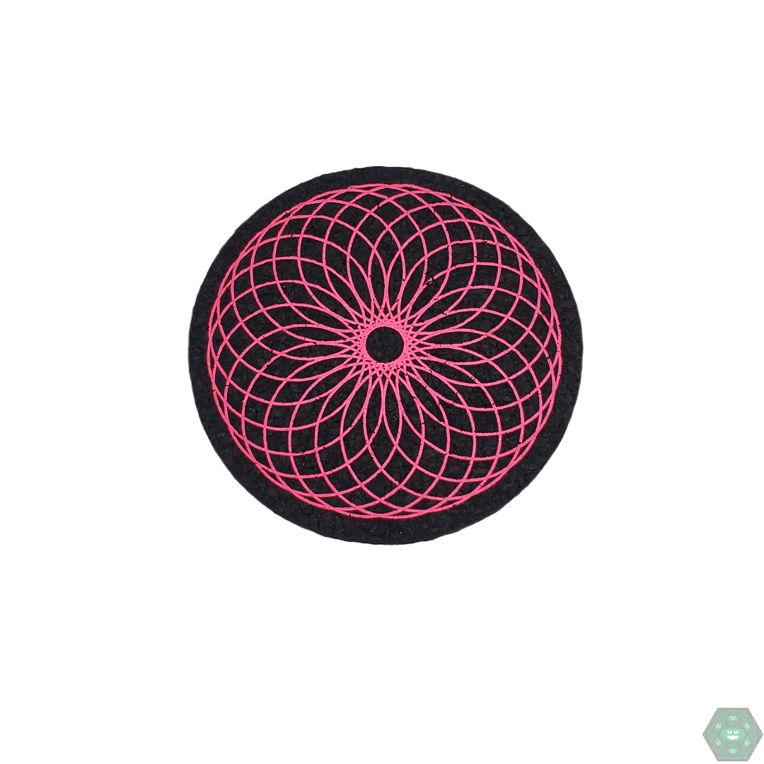 Mood Mats 5” Lollipop Torus compact and colorful glass protection mat, featuring a vibrant design and eco-friendly, non-slip surface for small glass pieces.