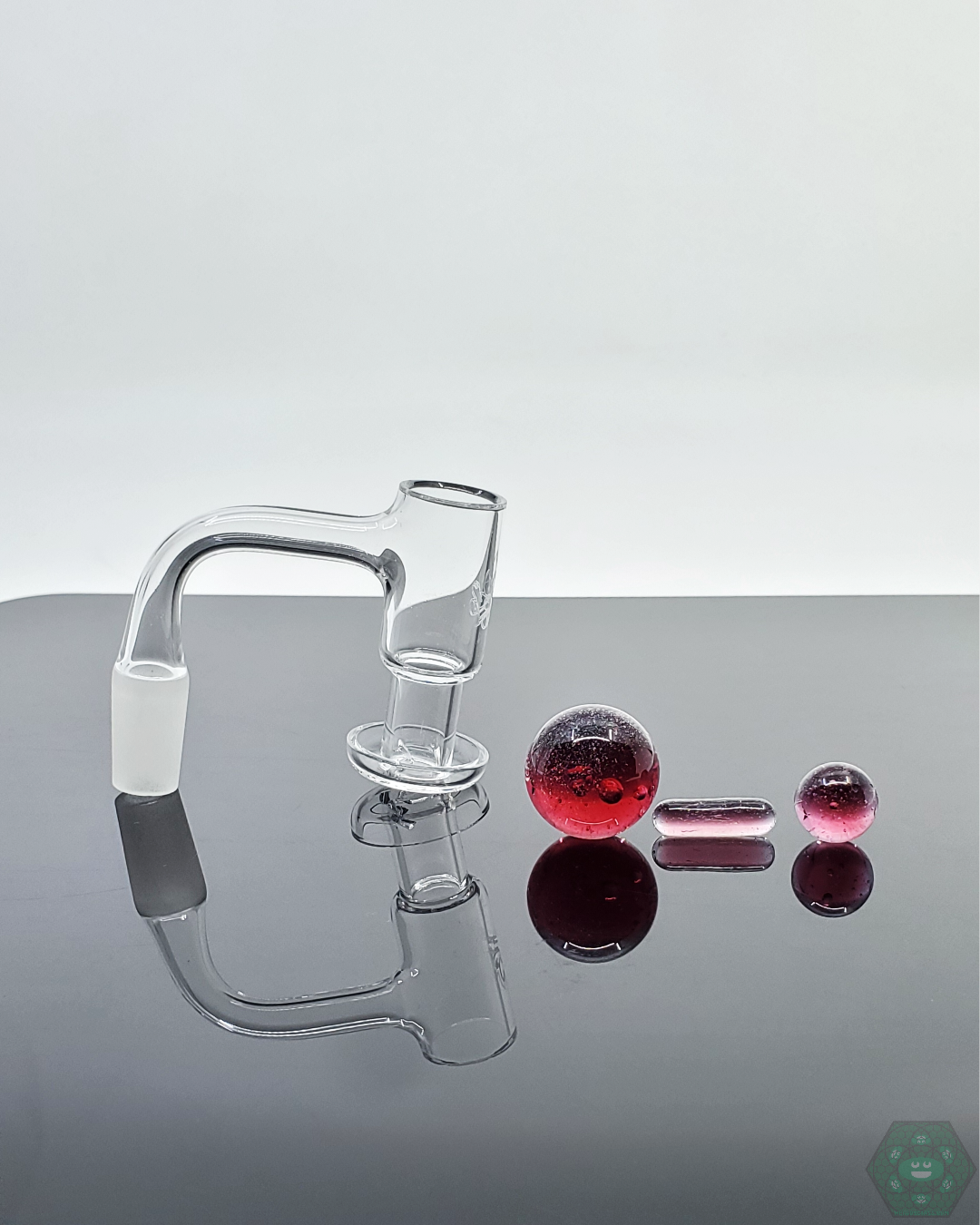 Nephilim Glass Opal Slurper Set Bundle featuring opalescent terp pearls, marble, and terp valve for enhanced vapor quality and compatibility with quartz nails.