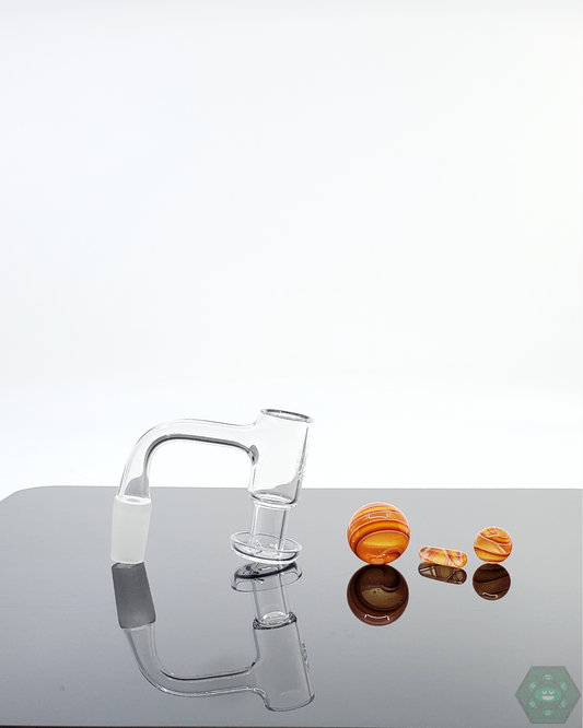  Nephilim Glass UV Linework Slurper Set featuring a reactive design with marble and terp pearls that illuminate under UV light, perfect for 20-25mm quartz nails.