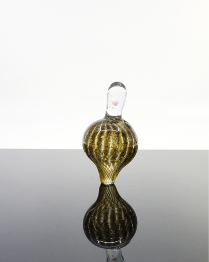  Side view of the Ninja Pancake Opal Bubble Cap, showcasing its vibrant opal accent and efficient airflow for an elevated dabbing experience.