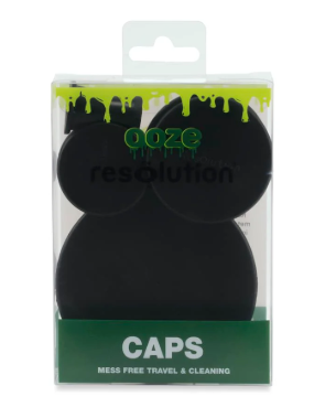 Ooze Resolution Silicone 4pk Res Caps – Assorted silicone caps in multiple sizes for securely covering bong and pipe openings, making cleaning hassle-free.