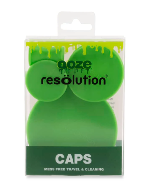 Ooze Resolution Silicone 4pk Res Caps – Durable silicone caps for cleaning bongs and pipes, preventing messes during cleaning with secure fit for easy use.