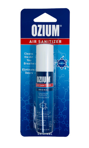 OZIUM 0.8oz Air Sanitizer Spray, cleans the air you breathe by reducing odor-causing bacteria and germs.