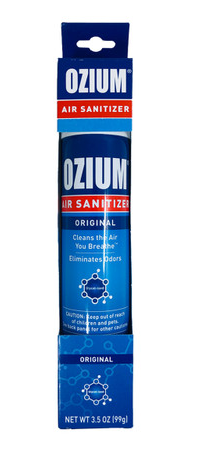  OZIUM Odor Eliminating Spray, perfect for cars, offices, and homes, effectively removing bad smells and bacteria.