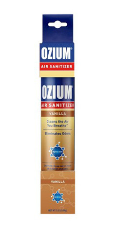 OZIUM Sanitizing Air Spray, designed to reduce airborne bacteria and eliminate offensive everyday smells.