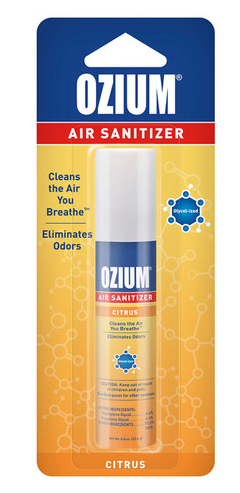OZIUM 0.8oz Air Spray, trusted for over 50 years to eliminate odors and bacteria, leaving the air fresh.