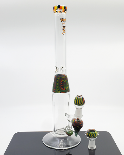 Phat Tubz 14" Wig Wag Straight Tube Bong with a vibrant wig wag design for enhanced filtration, providing smooth, flavorful hits and durability.