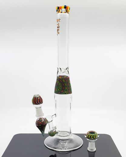 Side view of the Phat Tubz 14" Wig Wag Straight Tube Bong, showcasing its unique design and high-quality glass construction for an exceptional smoking experience.