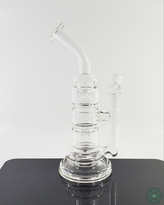 PKG 45MM 1-Hole Rig with smooth airflow, perfect for concentrates, crafted from high-quality glass for easy use