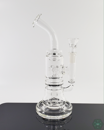 PKG 45MM 2-Hole Reclaim Rig designed for efficient dabbing and concentrate reuse, crafted from durable glass for smooth airflow