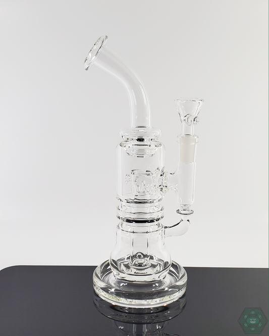 PKG 45MM 2-Hole Reclaim Rig designed for efficient dabbing and concentrate reuse, crafted from durable glass for smooth airflow