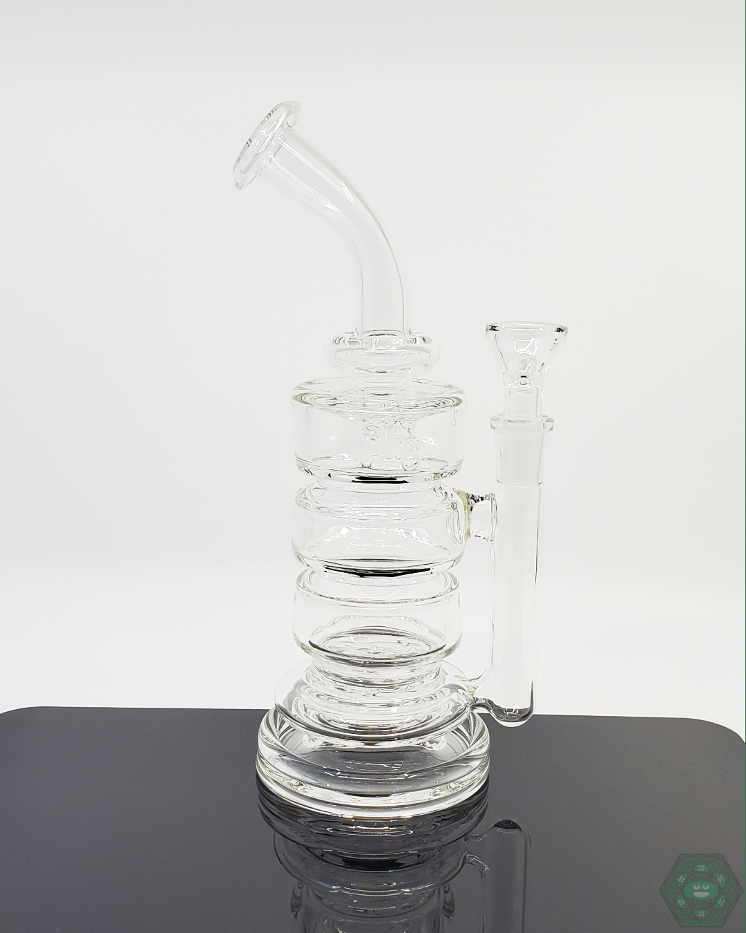 PKG 60mm Rig with 3-hole design, built from high-quality glass for smooth, balanced hits and enhanced airflow