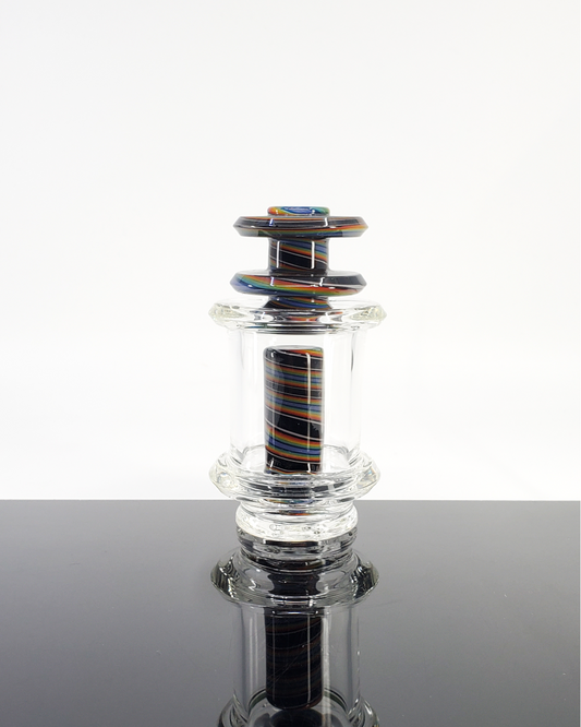 Professor Glass Chugger Puffco Attachment with lineworked design, featuring a 2-hole perc for enhanced vapor flow and smoother hits. Perfect for Puffco setups.
