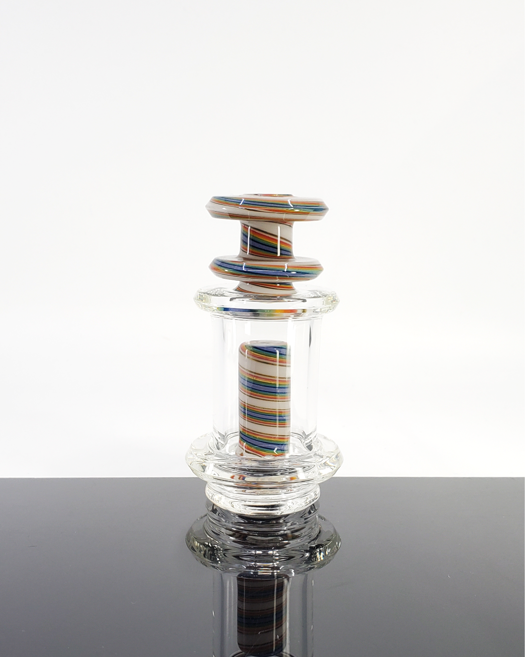 Professor Glass Lineworked Flavor Savor Puffco Attachment with 2-hole perc, designed for enhanced flavor and vapor flow, ideal for Puffco setups.







