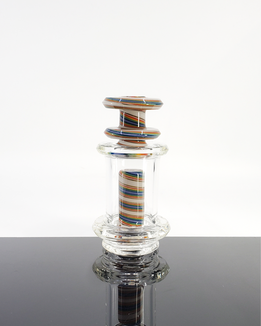 Professor Glass Lineworked Flavor Savor Puffco Attachment with 2-hole perc, designed for enhanced flavor and vapor flow, ideal for Puffco setups.






