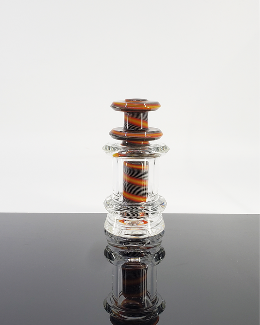 Professor Glass Mini Lineworked Puffco Attachment featuring artful design and smooth vapor flow, perfect for Puffco enthusiasts.