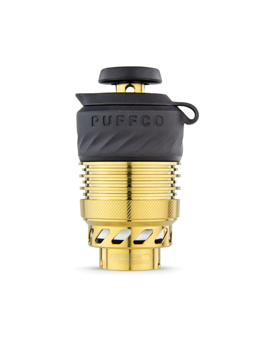 Puffco Peak Pro 3DXL Chamber Gold Edition featuring a 78% larger bowl, XL Joystick Cap, and enhanced vapor production. Limited edition gold design for premium performance.