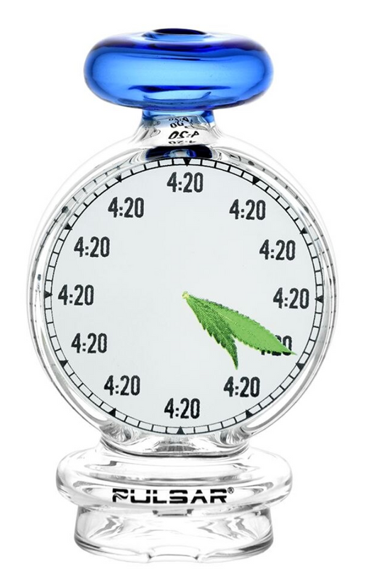 Pulsar 4:20 Timepiece Attachment with dome percolator for smooth water-cooled vapor and 4:20 clock face decoration.