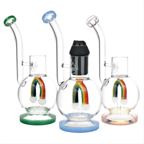Pulsar Chasing Rainbows Attachment for Puffco Proxy - 10-inch borosilicate glass piece featuring a 10-hole rainbow perc for smooth hits and visual appeal.

