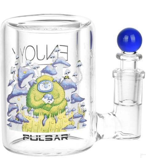 Pulsar Isopropyl Cleaning Station - 3.5-inch borosilicate glass cleaning station with cotton swab holder and Isopropyl cleaner container. Features Pulsar slogan and artwork on front