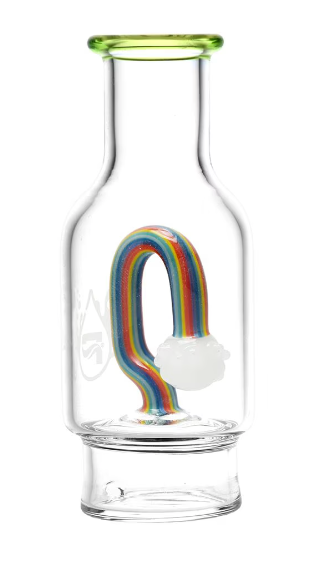  Pulsar Rainbow Percolator Glass Attachment for Puffco Peak, designed with a rainbow percolator and bottle-shaped body for smooth, comfortable use.