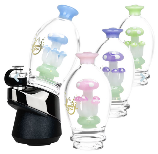  Pulsar Shroom Cluster Glass Attachment for Puffco Peak/Pro, featuring a perforated percolator and a playful shroom cluster design.