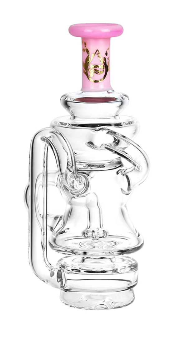 Pulsar Triple Tube Recycler Attachment for Puffco Peak, made from borosilicate glass with a decorative fluted chamber and efficient water cooling system.