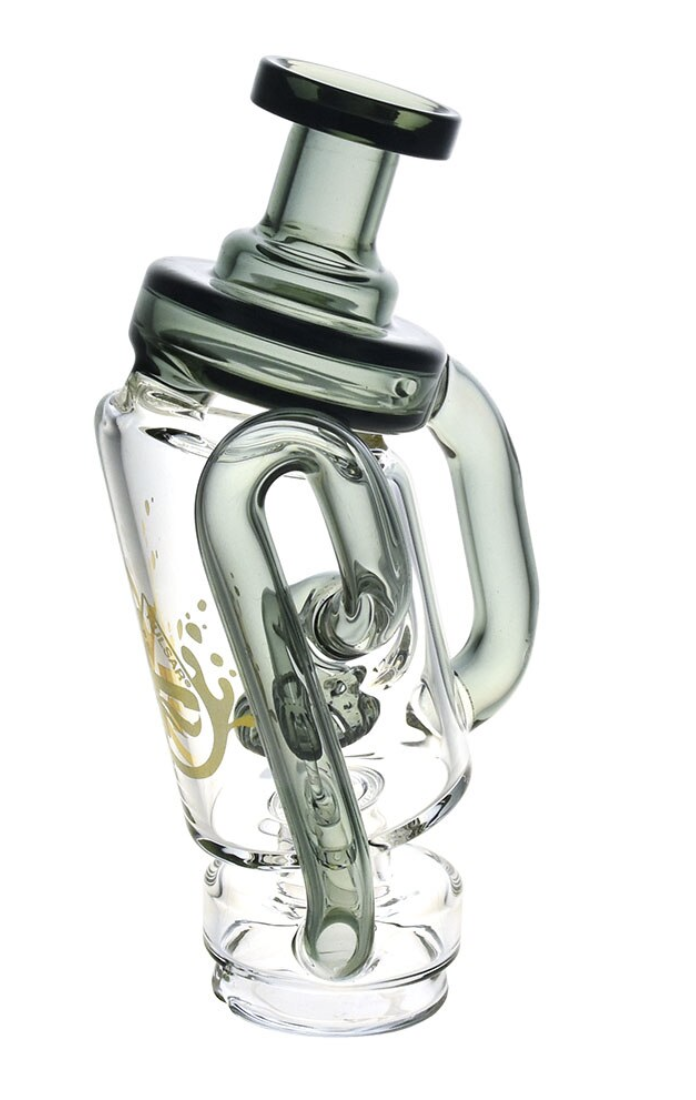 Pulsar Upright Recycler Attachment for Puffco Peak, made from durable borosilicate glass with recycler pipes for enhanced vapor cooling.