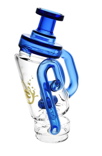  Pulsar Upright Recycler Glass Attachment, compatible with Puffco Peak eRigs, offering recycler functionality and water filtration for cool vapor.
