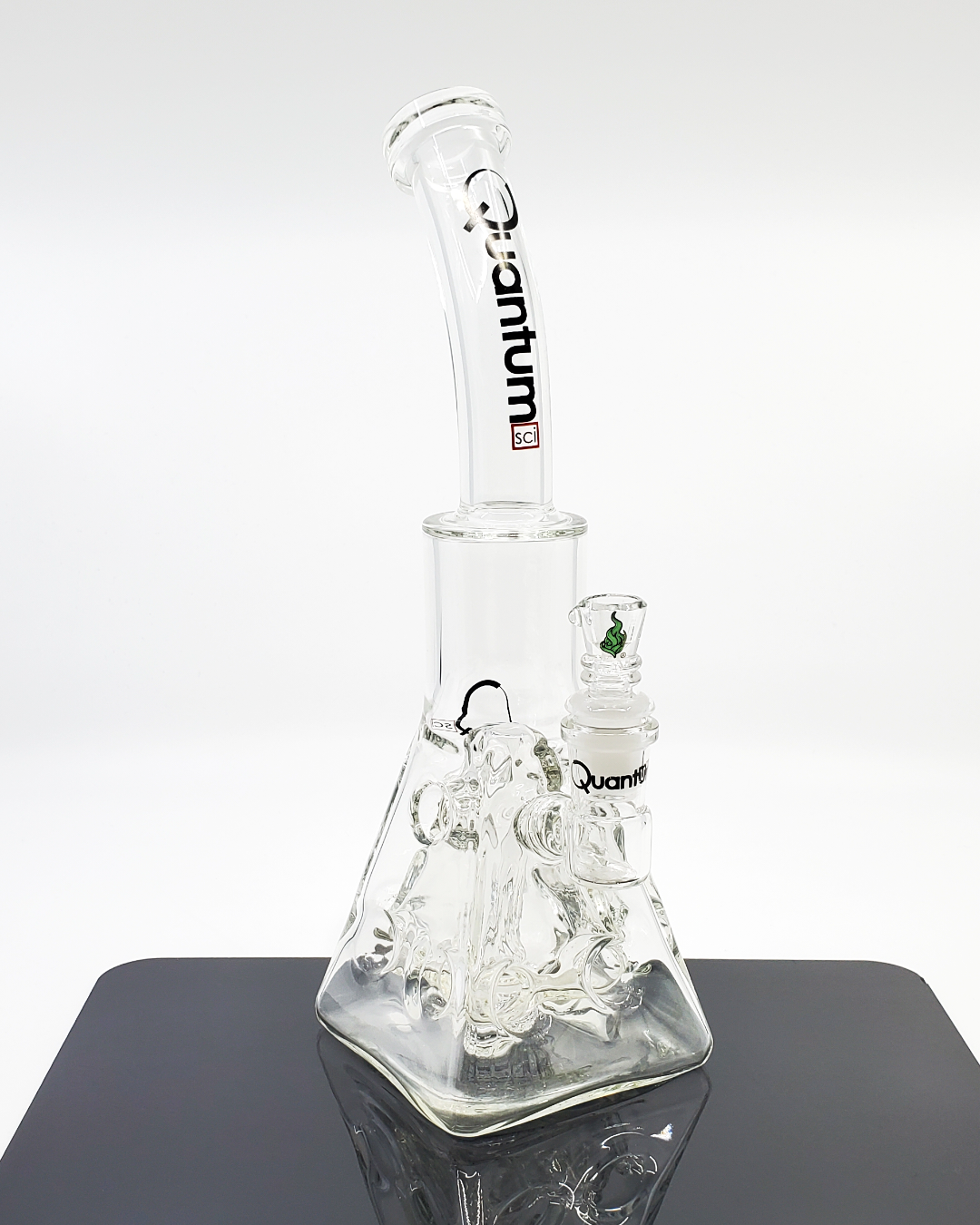Quantum Sci 12" Imperial Pyramid Beaker Bong featuring a unique pyramid design that enhances diffusion and filtration for smoother, enjoyable hits.