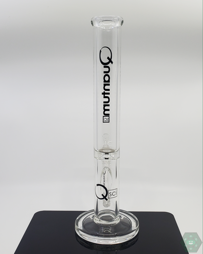 Durable 16-inch Quantum Sci Glass Straight Tube Bong with heavy-duty 9mm glass and high-performance 22-hole perc