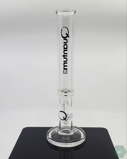 Durable 16-inch Quantum Sci Glass Straight Tube Bong with 9mm thick glass and precision 22-hole perc for superior smoking experience