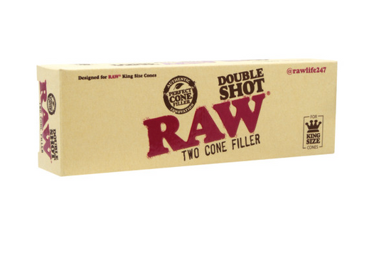 RAW Double Shot Cone Filler, King Size, compact and portable with built-in scooper and poker for easy cone filling.