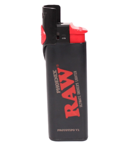 RAW Phoenix Lighter, refillable and durable with a built-in poker and clean electric ignition, offering convenience and reliability.