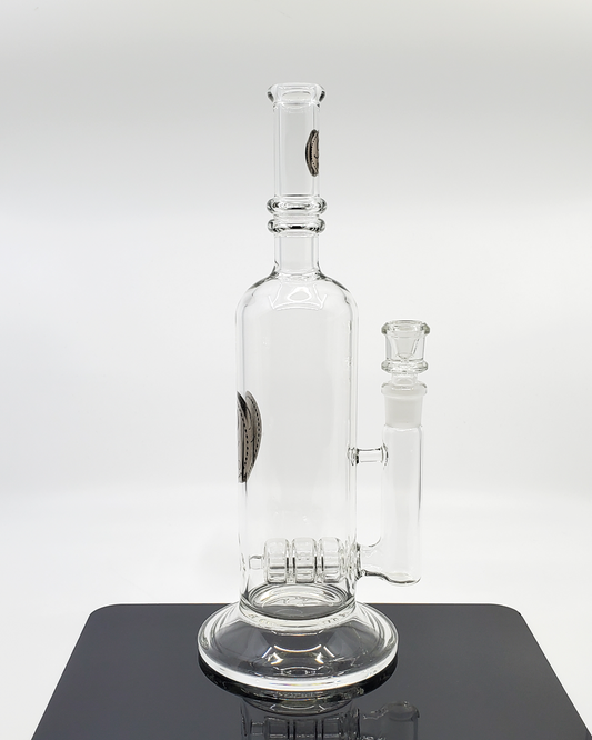 Rehab Glass Clear Bottle Can Inline Beaker Bong – High-quality glass bong with a sleek bottle can shape, inline percolator, and built-in ice catcher for smooth, flavorful hits.